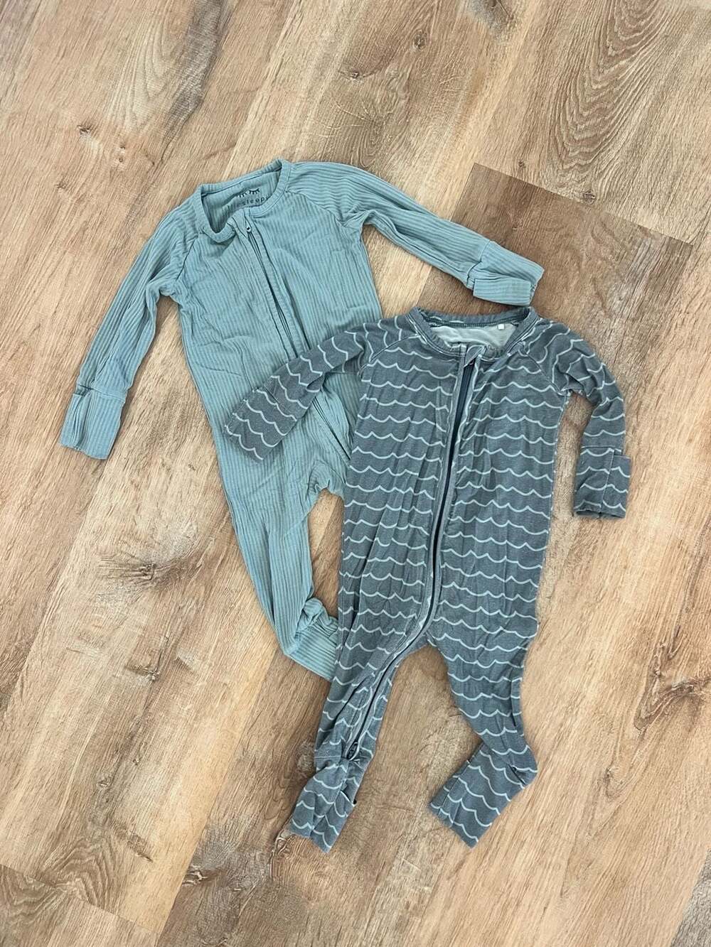 Lot of 2 Bamboo Baby Zip Onesie Pajamas